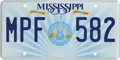 MS license plate MPF582