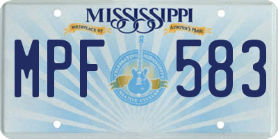 MS license plate MPF583
