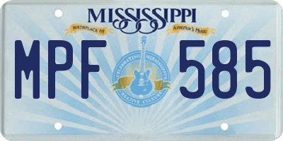 MS license plate MPF585