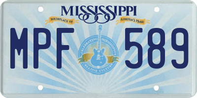 MS license plate MPF589