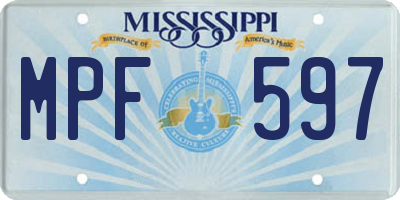 MS license plate MPF597