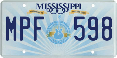 MS license plate MPF598