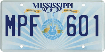 MS license plate MPF601
