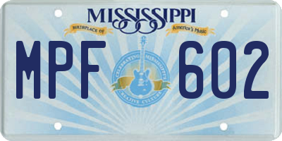 MS license plate MPF602