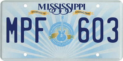 MS license plate MPF603