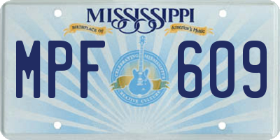 MS license plate MPF609