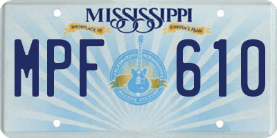 MS license plate MPF610