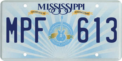 MS license plate MPF613