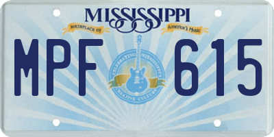 MS license plate MPF615