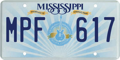 MS license plate MPF617