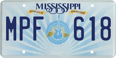 MS license plate MPF618