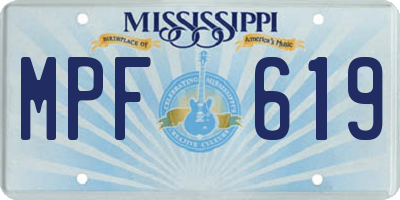 MS license plate MPF619