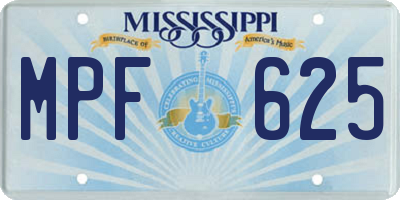 MS license plate MPF625