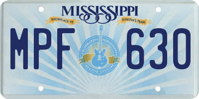 MS license plate MPF630