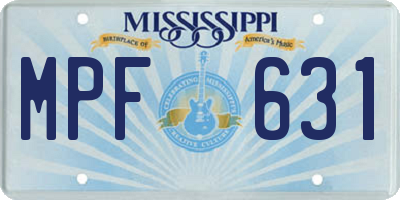 MS license plate MPF631