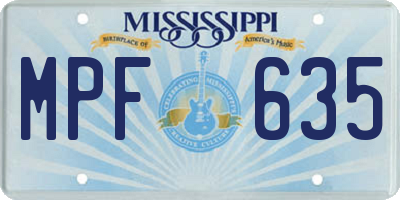 MS license plate MPF635