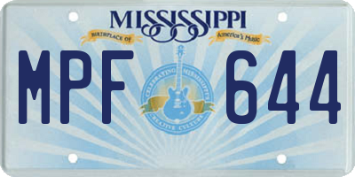 MS license plate MPF644