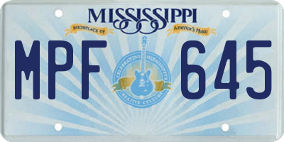 MS license plate MPF645