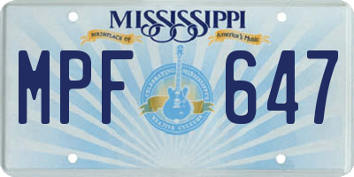 MS license plate MPF647