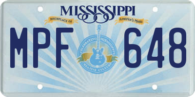 MS license plate MPF648