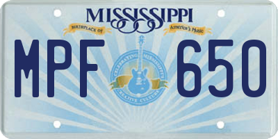 MS license plate MPF650