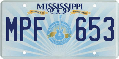 MS license plate MPF653