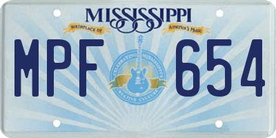 MS license plate MPF654