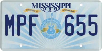 MS license plate MPF655