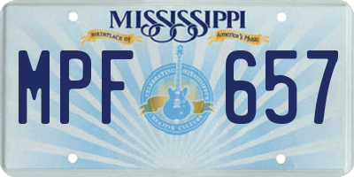 MS license plate MPF657