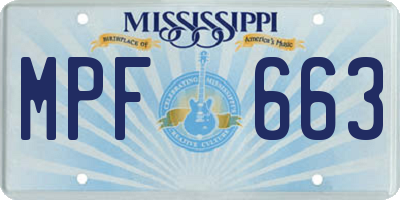 MS license plate MPF663