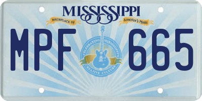 MS license plate MPF665