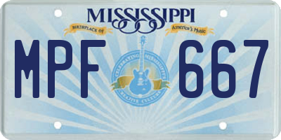 MS license plate MPF667