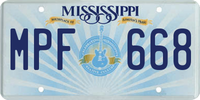 MS license plate MPF668