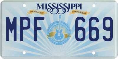 MS license plate MPF669