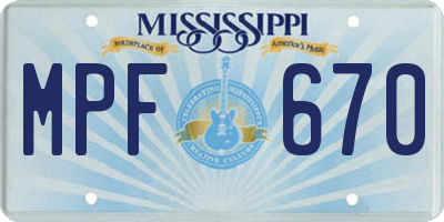 MS license plate MPF670