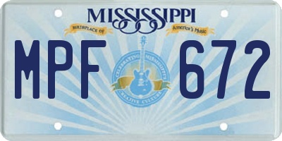MS license plate MPF672