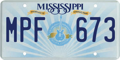 MS license plate MPF673