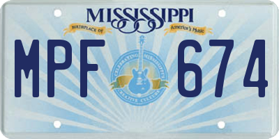 MS license plate MPF674
