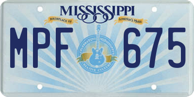 MS license plate MPF675