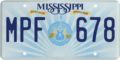 MS license plate MPF678