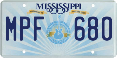 MS license plate MPF680