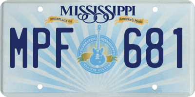 MS license plate MPF681