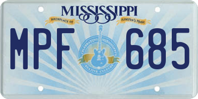 MS license plate MPF685