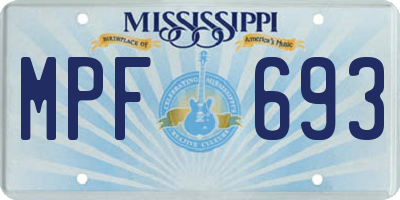 MS license plate MPF693