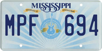 MS license plate MPF694