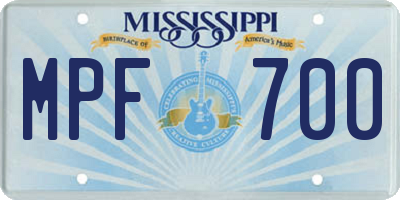 MS license plate MPF700