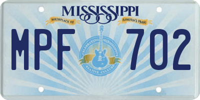 MS license plate MPF702