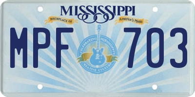 MS license plate MPF703