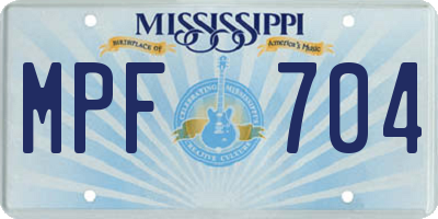MS license plate MPF704