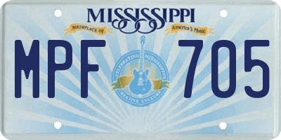 MS license plate MPF705